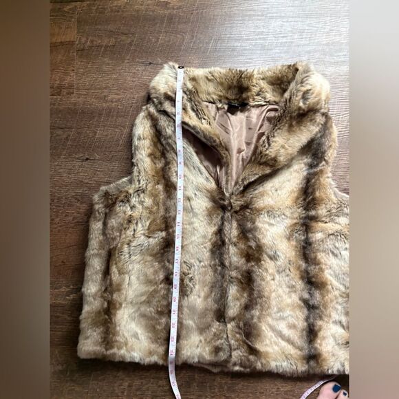 WOODLAND faux fur cashmere acrylic vest chic fall winter sz L women’s brown tan - Picture 8 of 13
